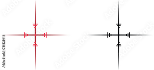 Gun Sight Crosshairs Bullseye Isolated Vector. crosshair and sight symbol. Sniper rifle aim icon. aiming to bullseye signs symbol. target destination icon. Focus cursor bull eye mark photo