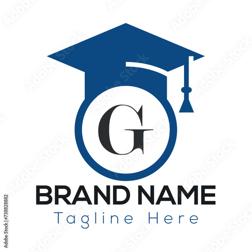 Education Logo On Letter G Template. Initial Educational Sign Concept Template	