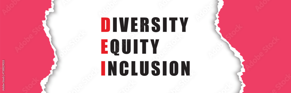 DEIB, Diversity, Equity, Inclusion & Belonging. under Ripped Paper blue backdround. D diversity, E equity, I inclusion, and B belonging. Business marketing visual slide presentation