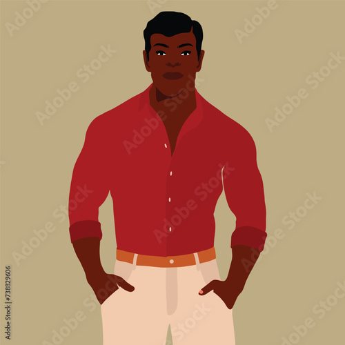 Handsome black man in elegant art style vector