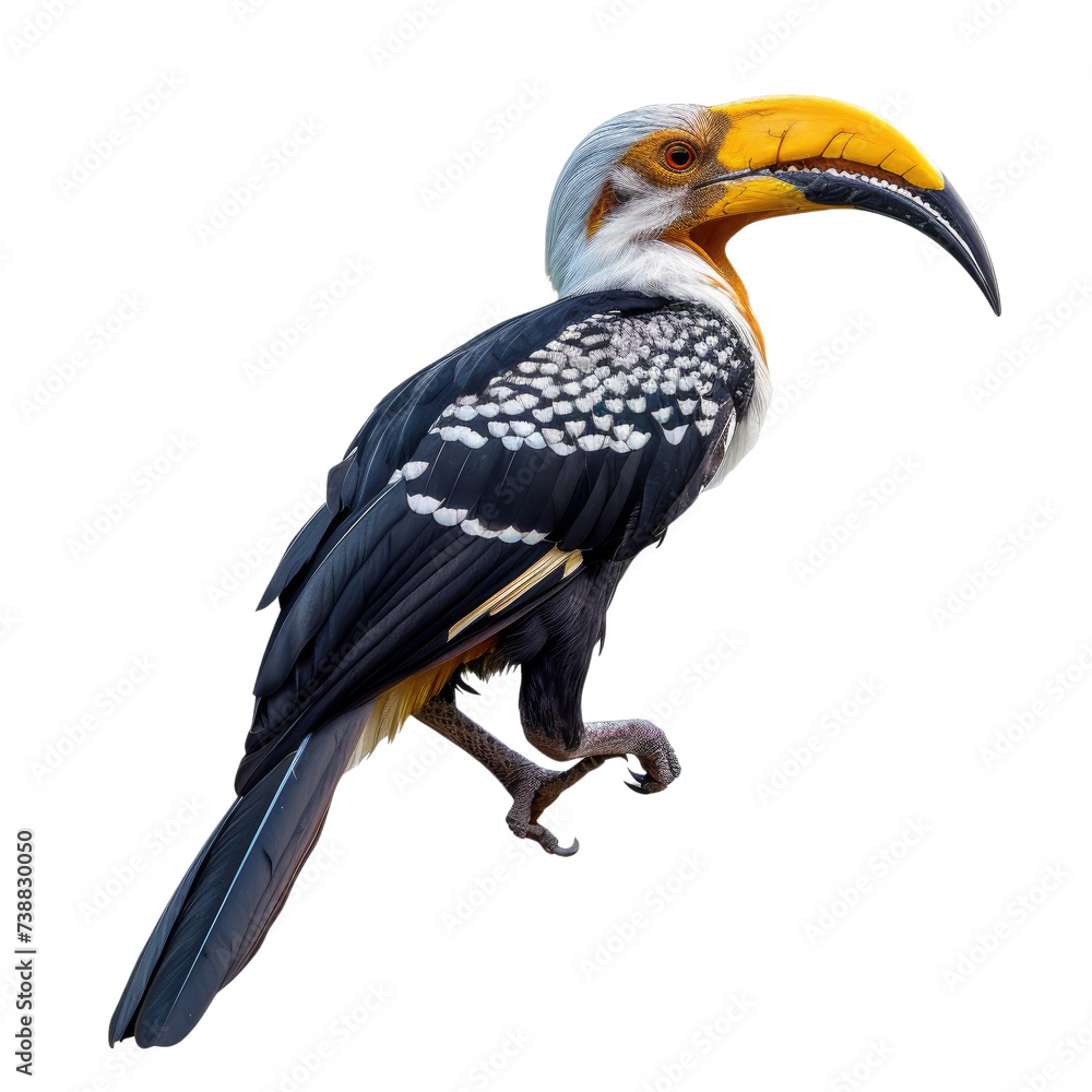 Fototapeta premium yellow billed hornbill isolated on transparent background