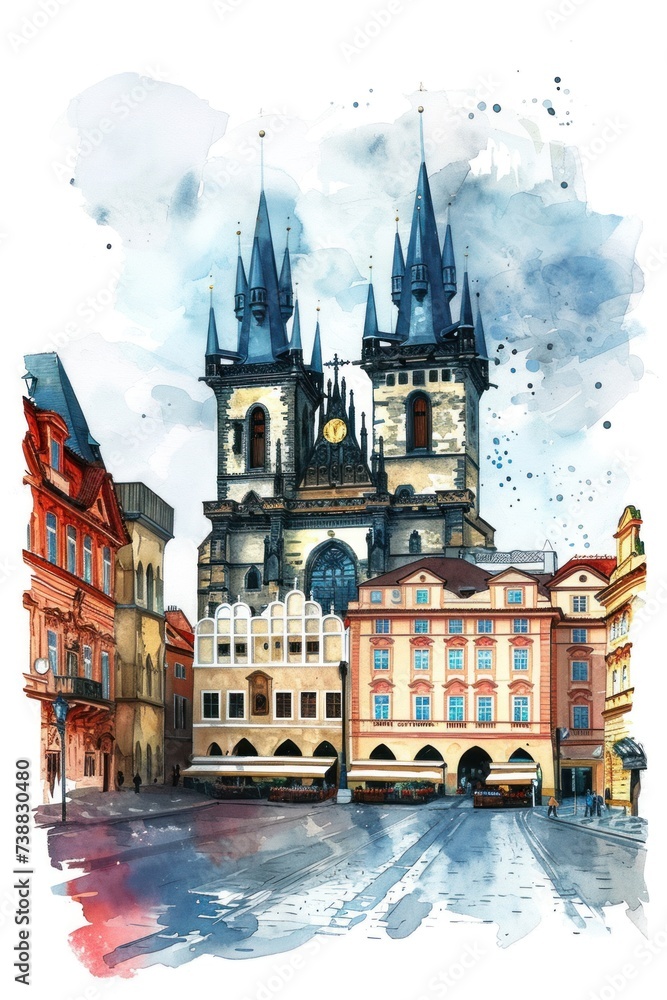 Artistic illustration of Prague city. Czech Republic in Europe.