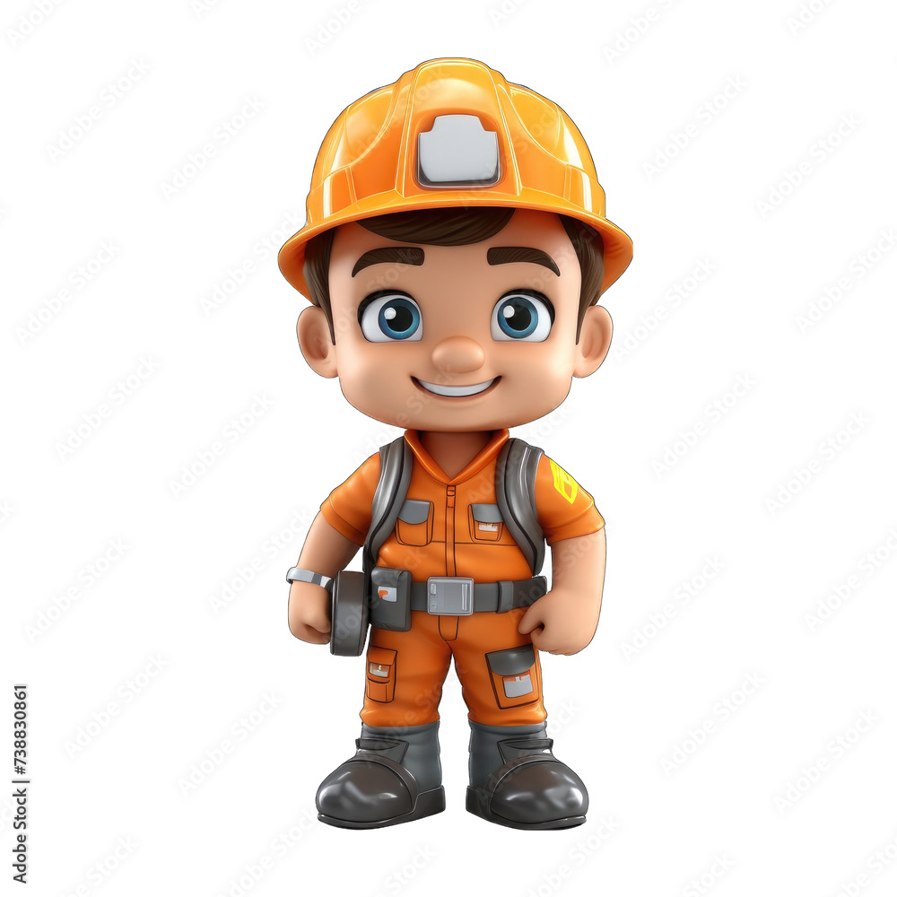 3d cute little worker png / transparent