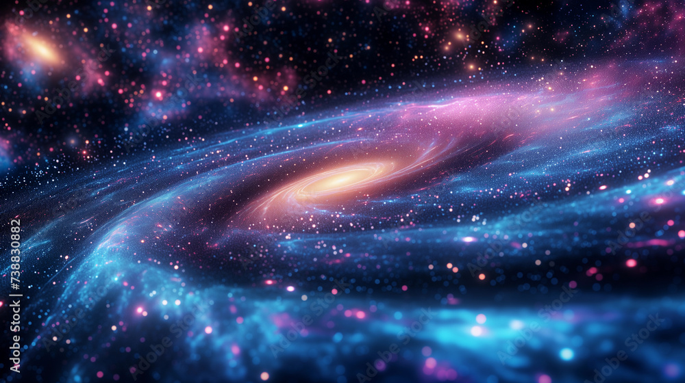 Fototapeta premium Spiral galaxy with stars in the background. Scientific concept of space exploration.