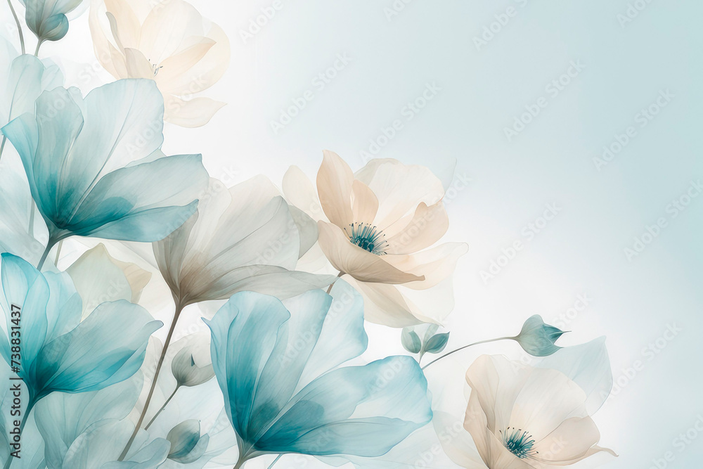 Art background with transparent x-ray flowers. .