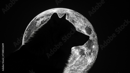 Lunar embrace Conceive a wolf merging with a moon becoming an embodiment of nocturnal mysticism and lunar energy photo