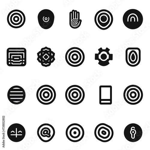 Collection of icons: biometric, heritage, cutting edge, security, on transparent background.