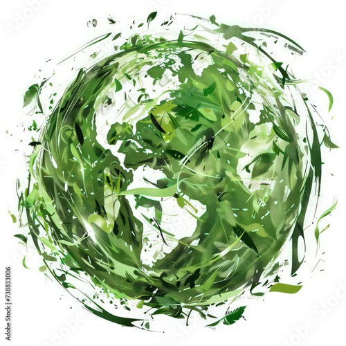 Earths atmosphere earth around the green clip art  in the style of abstracted botanical illustration