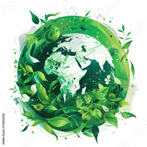 environmental protection globe globe, in the style of abstracted botanical illustrations