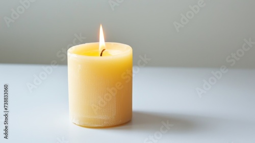 Macro View of Aromatic Candle Against Minimalist White Background.