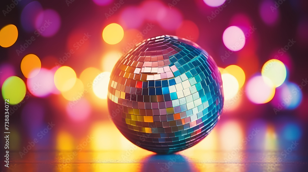 Obraz premium Vibrant glowing disco sphere