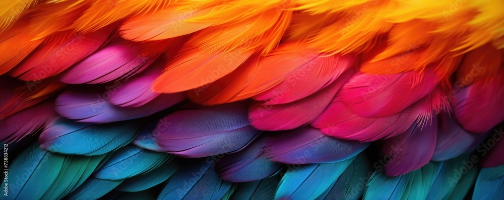 Close up of parrot feathers. ai generated Close up of parrot feathers. ai generated