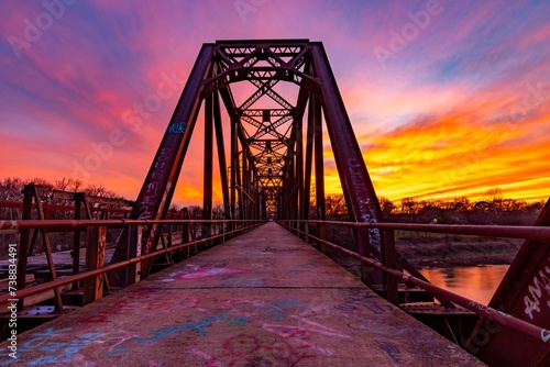 View of Old Carpenter's Bluff Bridge at Sunset