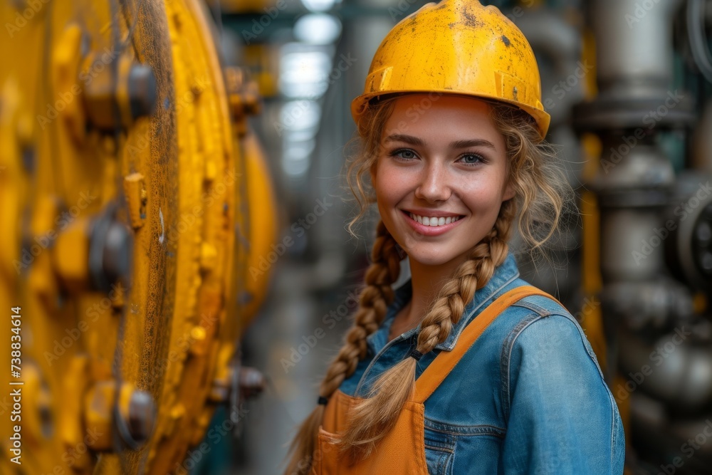 Striking Portrait of a Female Engineer at an Industrial Site Striking Portrait of a Female Engineer at an Industrial Site