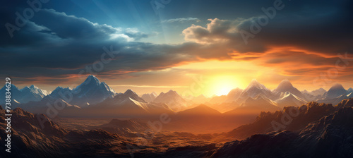 High Peaks Bathed in Azure, Mountain Sunset