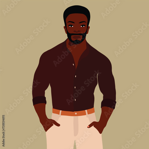 Stylish afro black man in elegant art style vector