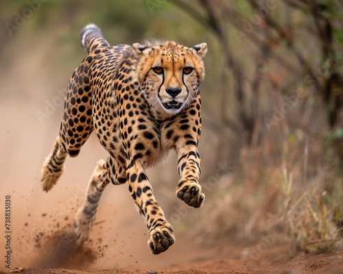 Cheetah runnung toward camera photo