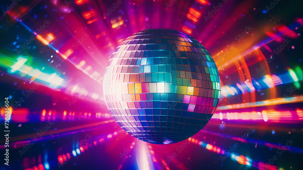 Vibrant glowing disco sphere Vibrant glowing disco sphere