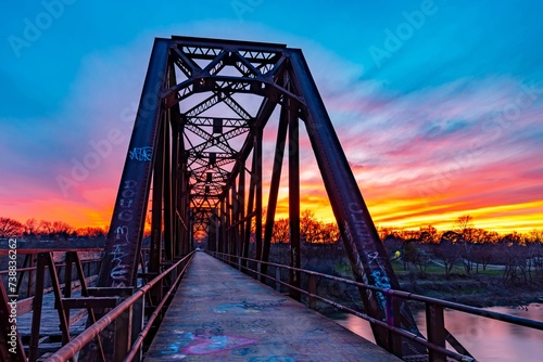 Beautiful view of Old Carpenter's Bluff Bridge at Sunset