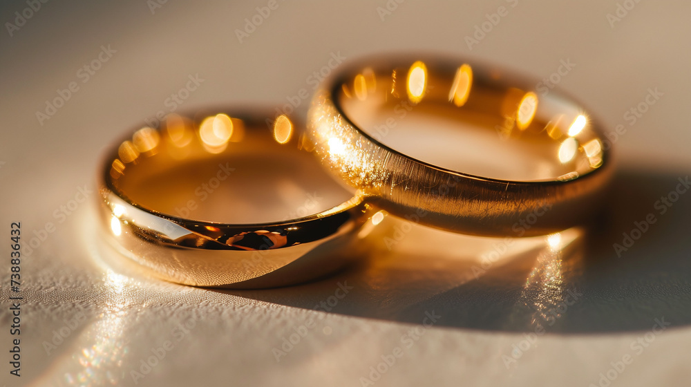 A beautiful pair of wedding rings on a neutral background A beautiful pair of wedding rings on a neutral background
