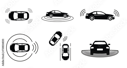 set of car sensor icons editable vector