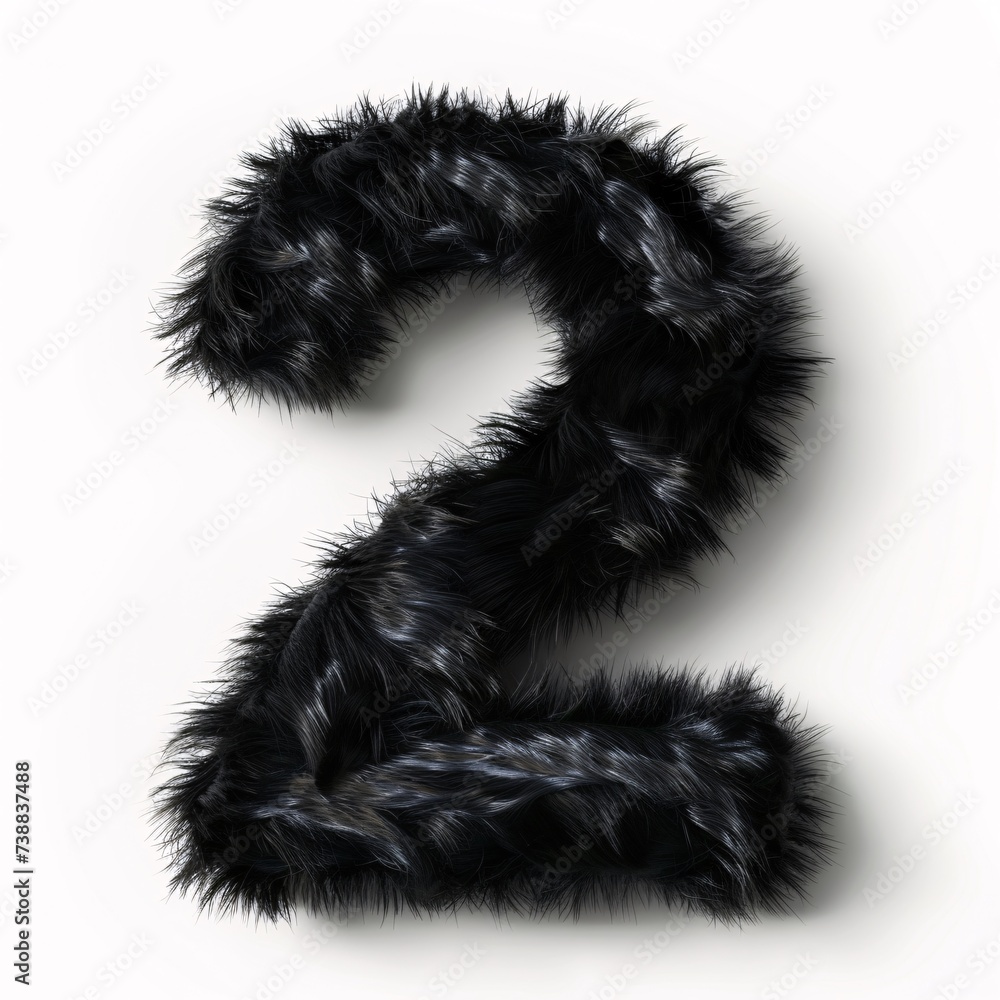 a black furry number on a white background a black furry number on a white background
