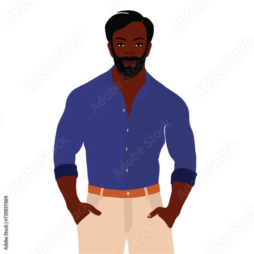 Modern fashionable black man in elegant art style vector
