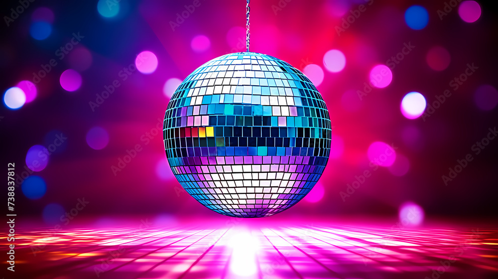 Obraz premium Vibrant glowing disco sphere