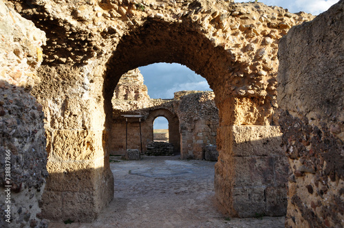 Karthago  Unesco world heritage site with the roman ruins  stones and reliquies in Tunisia
