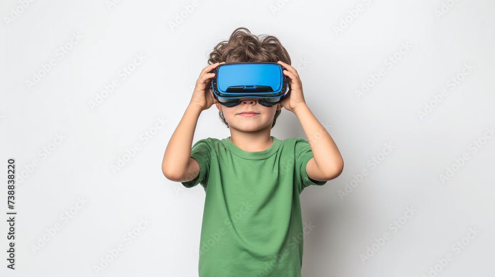 Boy in VR Headset Having Fun - Virtual Reality Glasses - VR Glasses - Technology Boy in VR Headset Having Fun - Virtual Reality Glasses - VR Glasses - Technology