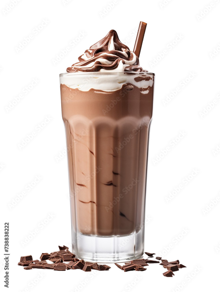 Chocolate milkshake with whipped cream, isolated on transparent background Chocolate milkshake with whipped cream, isolated on transparent background