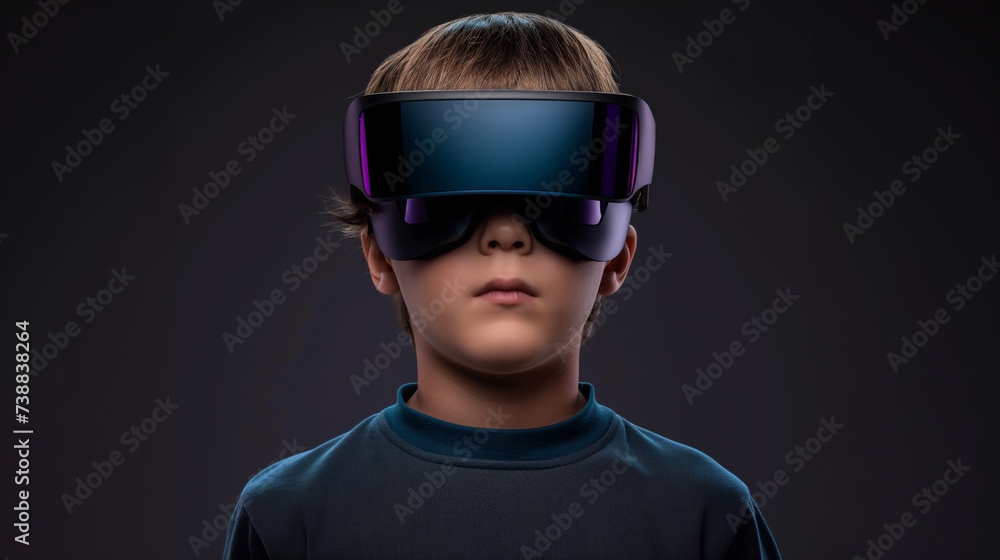Boy in VR Headset Having Fun - Virtual Reality Glasses - VR Glasses - Technology Boy in VR Headset Having Fun - Virtual Reality Glasses - VR Glasses - Technology