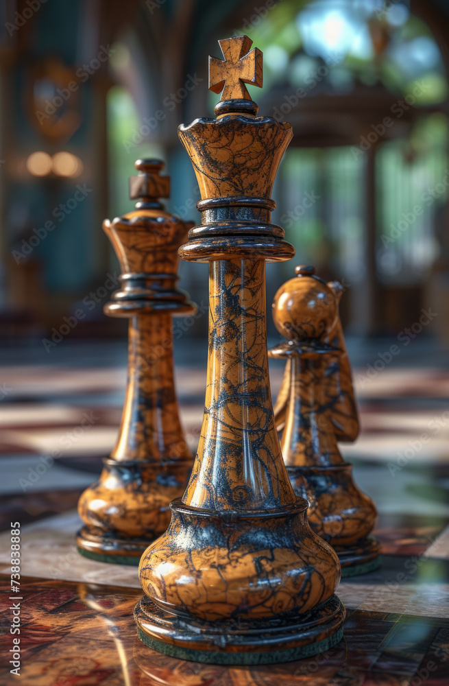 Fototapeta premium Chess pieces on chessboard