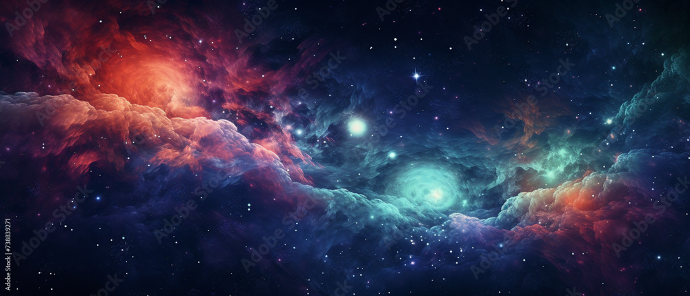 A mesmerizing digital depiction of a galaxy, showcasing swirling patterns and vibrant colors.