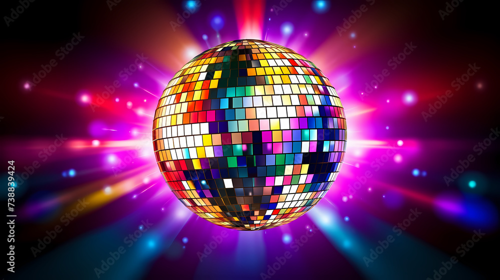 Obraz premium Vibrant glowing disco sphere