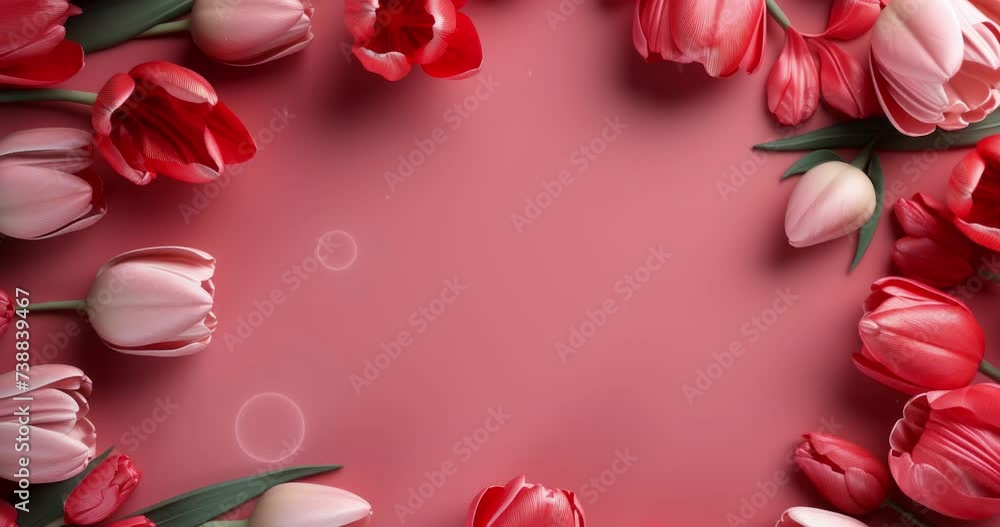 frame of rosesframe of roses and tulips. women's day and mother's day concept. copy space frame of rosesframe of roses and tulips. women's day and mother's day concept. copy space