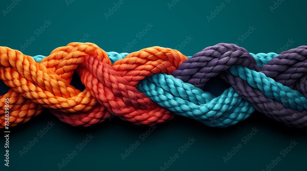 Fototapeta premium Colorful, like different ropes connected together