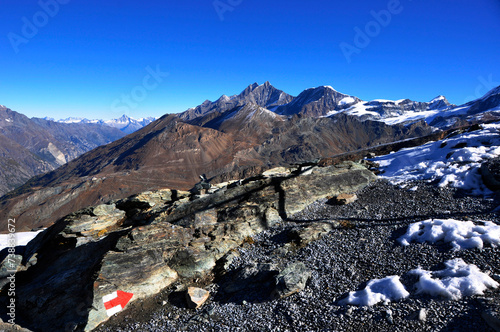 Swiss alps: Trekking path on Gornergrad  | Alpinismus: Wanderwege auf dem Gornergrad. photo