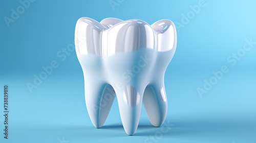 a white tooth on a blue background