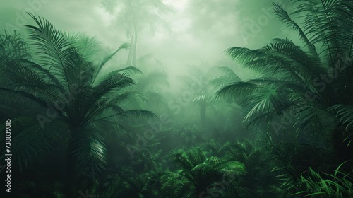 Prehistoric forest jungle with giant trees.