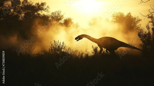 Dinosaurs in prehistorical jungle. © Joyce