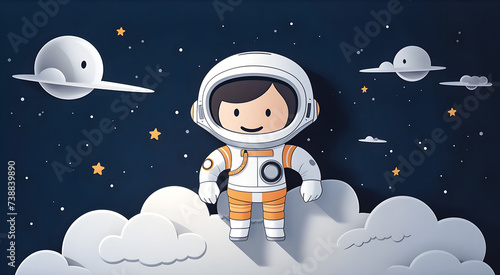 Cosmonaute dans l'espace, illustration pour enfant photo