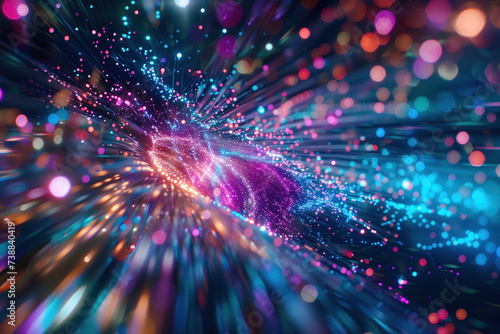 Speed motion blur. Colorful light trails. Abstract background image. Created with Generative AI technology