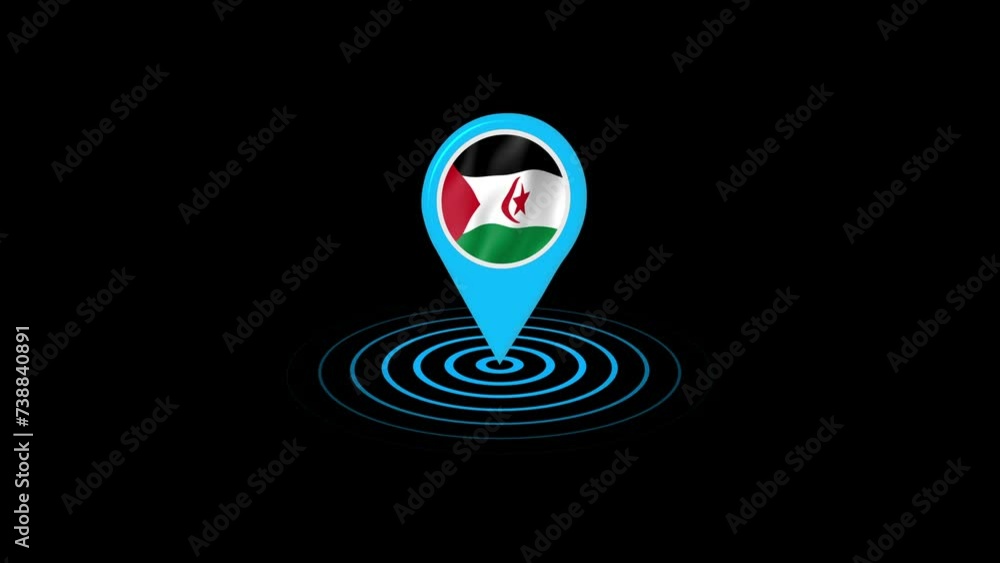 Western Sahara flag icon gps location tracking animation in black background Western Sahara flag icon gps location tracking animation in black background