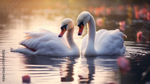 two swans in the water