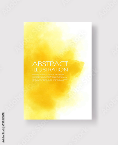 Bright yellow textures, abstract hand painted watercolor banner.