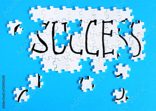 Business concept success, innovation, teamwork and human resources , arranged puzzle pieces. Planning development, innovation,leadership, business target.