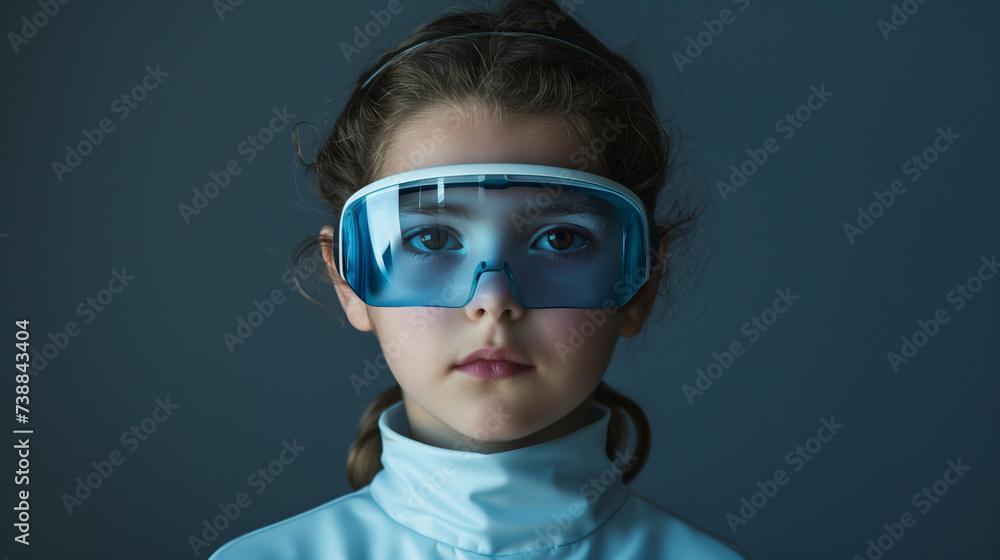 Young Girl Enjoying VR Technology - Virtual Reality Glasses - VR Glasses - Technology Young Girl Enjoying VR Technology - Virtual Reality Glasses - VR Glasses - Technology