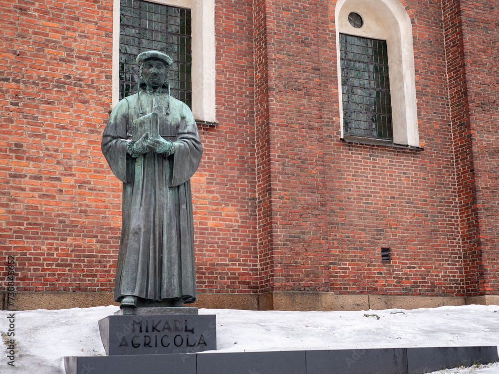 Statue of Mikael Agricola in front of Turku Cathedral