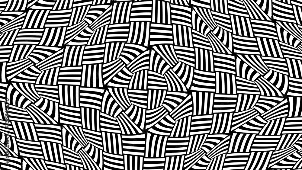 Abstract wallpaper from black stripes. Black and 
white pattern .  Background in 4k format 3840х2160.